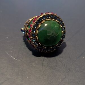 Elegant Green and Gold Statement Ring